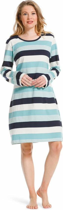 Beste Pirce β Pastunette - Blue Stripes - Nachthemd - Turquoise - Maat 50 π 4 Beste Pirce β Pastunette - Blue Stripes - Nachthemd - Turquoise - Maat 50 π - Afbeelding 2