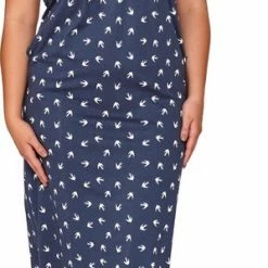 Goedkoop ❤️ Doctor Nap Katoenen Nachthemd Dames | Lang Nachthemd Dames Korte Mouw | Lange Nachtjapon Dames | Nachthemd Dames Volwassenen | Deep Blue TM.4119 XXL 🧨 -Pyjama-s-dames Winkel 299x840