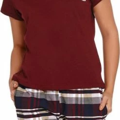 Uitgang π₯° Doctor Nap Katoenen Pyjama Dames Volwassenen | Korte Mouw Korte & 3/4 Broek | Pyama Dames Volwassenen | Best Friends Sangria PM.4218 L β€οΈ