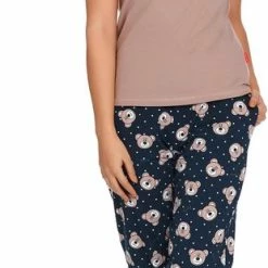 Promo 🎁 Doctor Nap Katoenen Pyjama Dames Volwassenen | Korte Mouw Lange Broek | Pyama Dames Volwassenen | Bears Beige PM.9910 L ⭐ -Pyjama-s-dames Winkel 310x840 1