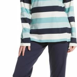 Nieuw 🎉 Pastunette - Blue Stripes - Pyjamaset - Turquoise/Blauw - Maat 38 👏 -Pyjama-s-dames Winkel 318x840 13