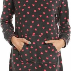 Beste Verkoop 👍 Rebelle Dames Nachthemd L/M Fleece - 90CM - Pink - 44 - Grijs ✔️