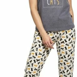 Korting ✔️ Cornette Katoenen Pyjama Dames Volwassenen | Korte Mouw Korte & 7/8 Lange Broek | Pyama Dames Volwassenen | Love Cats 497/196 S 😉 -Pyjama-s-dames Winkel 322x840