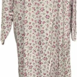 Gloednieuw ✔️ Merkloos Dames Flanel Nachthemd Lange Model Met Bloemenprint XXXL Wit/roze 🔥