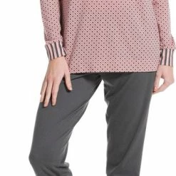 Promo 🤩 Pastunette Dames Pyjama - ''diamonds & Smart Stripes'' - 46 - Roze 🔥