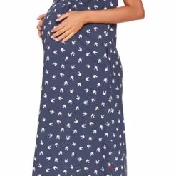Goedkoop ❤️ Doctor Nap Katoenen Nachthemd Dames | Lang Nachthemd Dames Korte Mouw | Lange Nachtjapon Dames | Nachthemd Dames Volwassenen | Deep Blue TM.4119 XXL 🧨 -Pyjama-s-dames Winkel 356x840