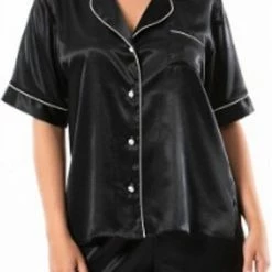 Goedkoopste 😍 Merkloos Satijn Shortama Set - Pyjama Set -Kerst En Niuwejaar Cadeau - Zwart - Wit - Maat L 👍 -Pyjama-s-dames Winkel 372x840