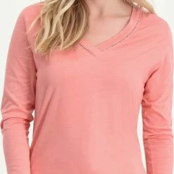 Beste deal 😉 CYELL Peach Pyjamatop Lange Mouwen Roze Maat 36 (S) 🎉 -Pyjama-s-dames Winkel 374x840 2