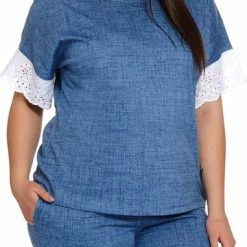 Gloednieuw 🌟 Doctor Nap Katoenen Pyjama Dames Volwassenen | Korte Mouw Lange Broek | Pyama Dames Volwassenen | 👖 Jeans PM.4204 M 😍 -Pyjama-s-dames Winkel 381x840 1