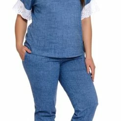 Gloednieuw 🌟 Doctor Nap Katoenen Pyjama Dames Volwassenen | Korte Mouw Lange Broek | Pyama Dames Volwassenen | 👖 Jeans PM.4204 M 😍 -Pyjama-s-dames Winkel 387x840