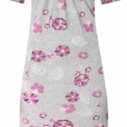 Groothandel 🌟 Merkloos Nachthemd Lang Met Korte Mouwen M 38-42 Grijs/roze ✔️