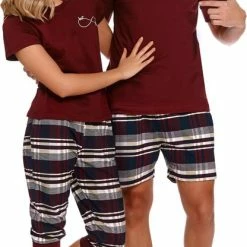 Uitgang 🥰 Doctor Nap Katoenen Pyjama Dames Volwassenen | Korte Mouw Korte & 3/4 Broek | Pyama Dames Volwassenen | Best Friends Sangria PM.4218 L ❤️ -Pyjama-s-dames Winkel 416x840 1