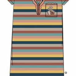 Goedkoopste 👍 Woody Slaapkleed Dames - Multicolor Gestreept - Mandrill Aap - 221-1-NIS-S/929 - Maat S ⌛