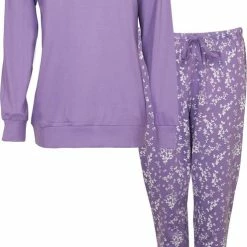 Uitgang 🛒 Tenderness Dames Pyjama Gebloemd Lila TEPYD1104B - Maten: XXL ✨ -Pyjama-s-dames Winkel 496x840 1