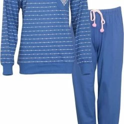 Promo ⭐ Tenderness Dames Pyjama Blauw TEPYD1008A - Maten: XXL 🎁