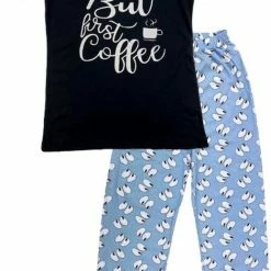 Beste recensies van 🎁 Merkloos Dames Pyjama - Katoen - First Coffee - Zwart/Lichtblauw - Maat S (36) 🤩