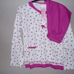 Coupon 🛒 Dames Pyjama Fine 👩 Woman Katoen Met Polyester Bloem Aubergine XXL 🌟