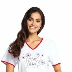 Aanbiedingen 🔔 Comtessa Dames Nachthemd 'Make A Wish' White 🔥 -Pyjama-s-dames Winkel 550x478