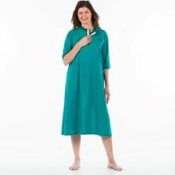 Gloednieuw 🛒 4Care Nachthemd Achter Open - Nachthemd Met Drukknopen - Zorg Nachthemd- Groen - XL ⭐