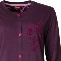 Groothandel 🔥 Medaillon Dames Doorknoop Nachthemd Donker Paars MENGD2602A Maten: XXL 🌟 -Pyjama-s-dames Winkel 550x547 2