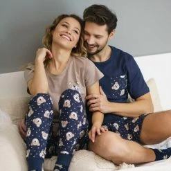 Promo 🎁 Doctor Nap Katoenen Pyjama Dames Volwassenen | Korte Mouw Lange Broek | Pyama Dames Volwassenen | Bears Beige PM.9910 L ⭐ -Pyjama-s-dames Winkel 550x550 50