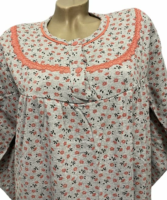 Goedkoopste β¨ Merkloos Dames Flanel Nachthemd Lang Met Bloemetjes XXL Grijs/roze π₯° 6 Goedkoopste β¨ Merkloos Dames Flanel Nachthemd Lang Met Bloemetjes XXL Grijs/roze π₯° - Afbeelding 4