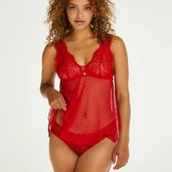 Beste Pirce 💯 Hunkemöller Nachtmode Dames Babydoll Tabatha - Rood - Maat XS 🔔 -Pyjama-s-dames Winkel 550x660 2