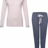 Begroting ❤️ By Louise Dames Pyjama Set Lange Mouw Katoen Roze / Blauw - Maat M 🎉 -Pyjama-s-dames Winkel 550x681