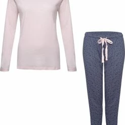 Begroting ❤️ By Louise Dames Pyjama Set Lange Mouw Katoen Roze / Blauw - Maat M 🎉