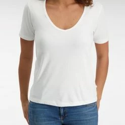 Promo ❤️ Loose Fit V Neck T 👕 Shirt SS - White - Claesen's® ⌛
