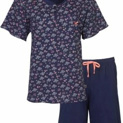 Korting 🔥 Tenderness Dames Shortama Blauw TESAD1209A - Maten: L 🎉