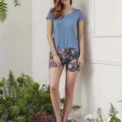 Beste Pirce 🌟 Essenza Pyjama 👚 Shirt -Luyza- Uni Top Moonlight Blue Maat L 🎁