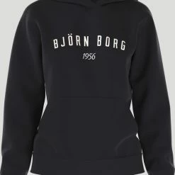 Uitgang 💯 Björn Borg BB Logo Leisure - Hoodie - Capuchon Trui - Top - Dames - Maat XL - Zwart 👏