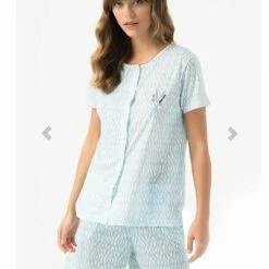 Goedkoopste 🌟 Merkloos Viscose 3-Delige Dames Pyjamaset Lichtblauw Maat S ✔️ -Pyjama-s-dames Winkel 550x721 1