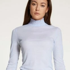 Flash-uitverkoop ✔️ Calida Calida Wol 👚 Shirt 15853 Licht Blauw - Maat XS 🎁