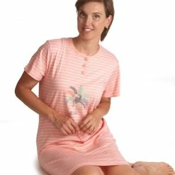 Korting ✨ Cocodream Quality Cocodream Dames Nachthemd Korte Mouw | MAAT L | Aloha | Zalm ❤️ -Pyjama-s-dames Winkel 550x733 21