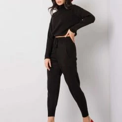 Goedkoop 🧨 Merkloos Zwarte Gebreide Dames Comfy Huispak One Size 🧨 -Pyjama-s-dames Winkel 550x733 63