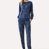 Beste Verkoop ❤️ Feyza - Pyjama Set Voor Dames, Lange Mouwen, Donkerblauw - XL 🧨 -Pyjama-s-dames Winkel 550x742