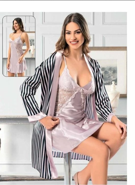 Nieuw β€οΈ Merkloos Dames Pyjama- Deluxe Kimono- Nachtjapon- Pyjama Set- Nachtjurk- 2-delig Set- Sexy Nachtkleding 2095- Poederroze Met Zwart Streepjes- Maat S π 3 Nieuw β€οΈ Merkloos Dames Pyjama- Deluxe Kimono- Nachtjapon- Pyjama Set- Nachtjurk- 2-delig Set- Sexy Nachtkleding 2095- Poederroze Met Zwart Streepjes- Maat S π