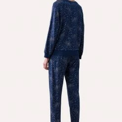 Beste Verkoop ❤️ Feyza - Pyjama Set Voor Dames, Lange Mouwen, Donkerblauw - XL 🧨 -Pyjama-s-dames Winkel 550x773 2