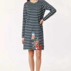 Goedkoopste ๐ Woody Slaapkleed Meisjes/dames - Multicolor Gestreept - Eekhoorn - 222-1-POL-S/911 - Maat S ๐คฉ