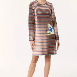 Nieuw ๐ฅฐ Woody Slaapkleed Meisjes/dames - Multicolor Gestreept - Schaap - 222-1-POL-S/921 - Maat S ๐ฅฐ