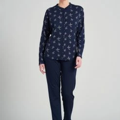 Groothandel 😉 Schiesser – Sence Of Nostalgia – Pyjama – 175556 – Dark Blue - 46 🤩 -Pyjama-s-dames Winkel 550x795 14