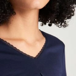 Nieuw 🛒 Schiesser – Feminine Floral Comfort Fit – Pyjama – 175571 – Dark Blue - 42 ❤️ -Pyjama-s-dames Winkel 550x795 4