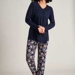Nieuw 🛒 Schiesser – Feminine Floral Comfort Fit – Pyjama – 175571 – Dark Blue - 42 ❤️ -Pyjama-s-dames Winkel 550x795 5