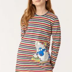 Nieuw 🥰 Woody Slaapkleed Meisjes/dames - Multicolor Gestreept - Schaap - 222-1-POL-S/921 - Maat S 🥰 -Pyjama-s-dames Winkel 550x808 1