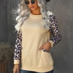 Coupon 💯 Merkloos Sweatshirt Dames - Luipaard Abrikoos - Shiney - Maat L 🤩