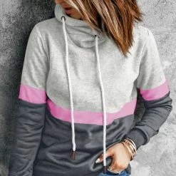 Goedkoopste 🔔 Merkloos Hoodie Trui Dames - Colorblock Grijs - Harlie - Maat XXL/2XL 🔔