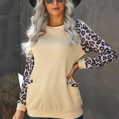 Coupon 💯 Merkloos Sweatshirt Dames - Luipaard Abrikoos - Shiney - Maat L 🤩 -Pyjama-s-dames Winkel 550x824 4