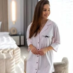 Goedkoop 😉 Pyjama 👚 Shirt Dames Van Sensis. Superzacht Katoenen Pyjamashirt. Maat M ❤️